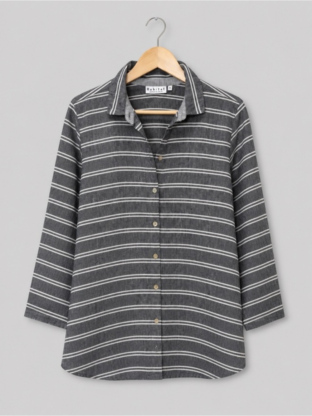 Habitat Striped Linen Blend Button Front Tunic Top